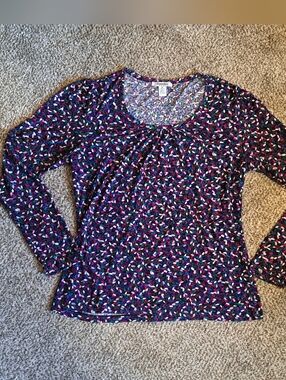 Hampshire Studio Multicolor Geometric Long Sleeve Top Women's Size Medium